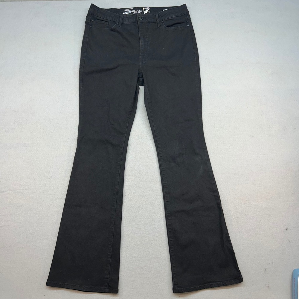 Seven7 Slim Flare Black Jeans Womens Size 12 High Rise Stretch Denim Pants